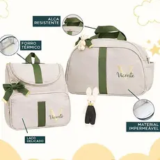 Kit Bolsas Maternidade 2 peças Bolsa e Mochila Personalizado Térmica Impermeável, Coleção Califórnia