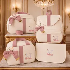 Kit Bolsas Maternidade 4 Peças Luxo, Completo Personalizado térmico e impermeável, Coleção Realeza
