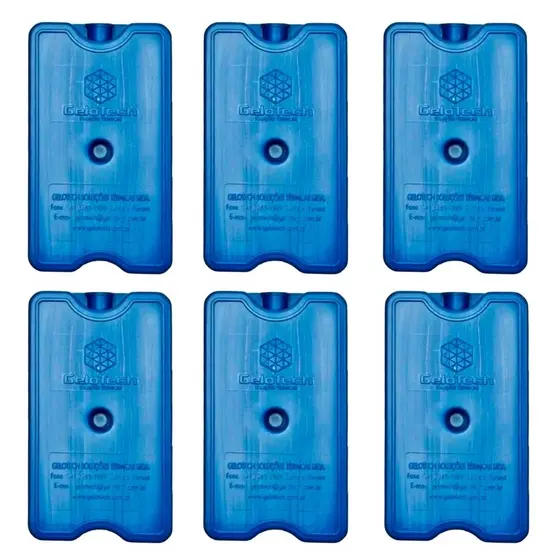 6 Gelox Placa De Gelo Reutilizável Bolsa Térmica Cooler Caixa Térmica Gel 200ml
