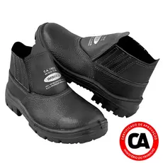 Bota De Segurança Trabalho Resistente Com C.A Couro Bico PVC Unissex Butina Antiderrapante Obras