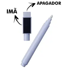1 Caneta Giz Líquido Branca p/ Quadro Preto Com Apagador E Imã para etiquetas pretas ou P/personalizar Óculos De Sol
