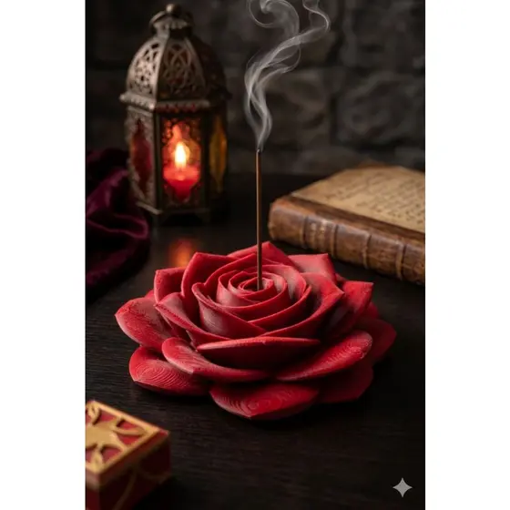 Incensário, Porta-Incenso em Forma de Rosa Moderno Decorativo 8cm