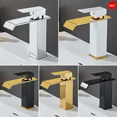 Torneira Banheiro Cuba Baixo Cascata Inox Bancada Metal  Acabamento Brilhante - 18CM