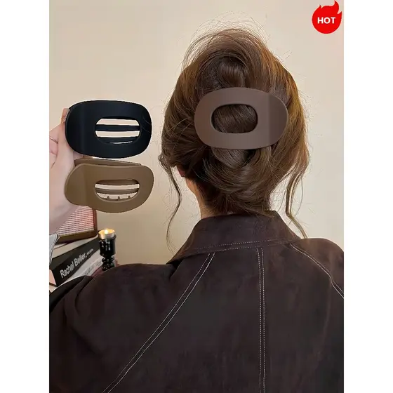 [ KIT 2 ] Presilha de Cabelo Grande Estampada e Fosca - Modelo Oval Forte e Confortável