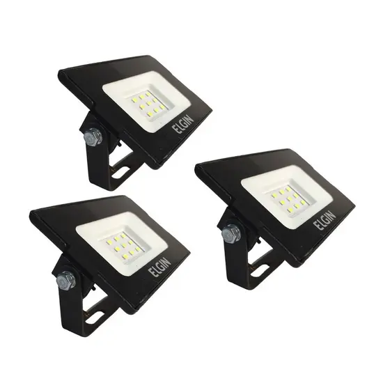 3x Refletores Led 10W 6500K Projetor Bivolt Branco Frio