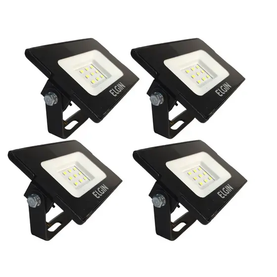 Kit 4 Refletores de Led 10W 6500K Bivolt Projetor Holofote