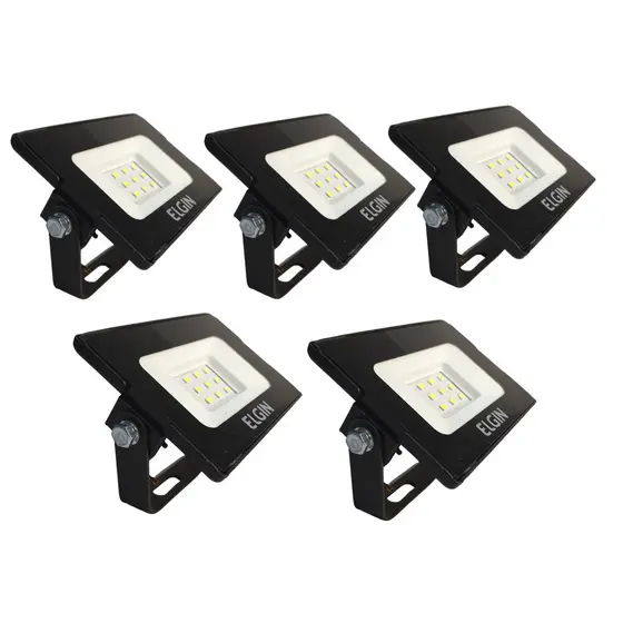 Kit 5 Projetor Refletor De Led 10W 6500K Holofote Branco