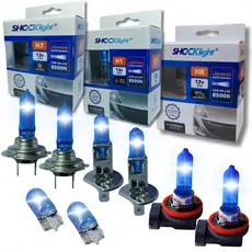 KIT PAR LÂMPADAS PARA FAROL ALTO BAIXO MILHA E LANTERNA H1 H7 H8 E T10 SUPER BRANCO SHOCKLIGHT DUPLO FOCO