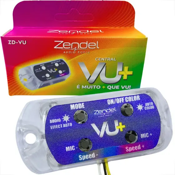 CENTRAL VU+ RÍTMICO CONTROLADORA PARA CONTROLE DE FITAS LED STROBO E FARÓIS DIGITAL RGB ZENDEL