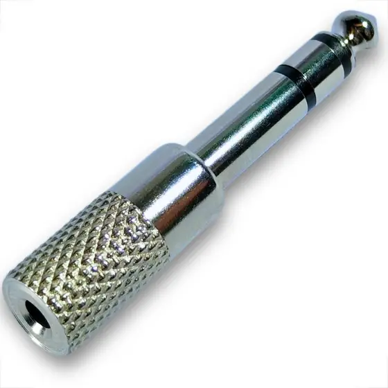 ADAPTADOR PLUG EM METAL JACK J2 PARA P10 ESTEREO PROFISSIONAL NIQUEL CAIXA ACÚSTICA ENCAIXE FONE