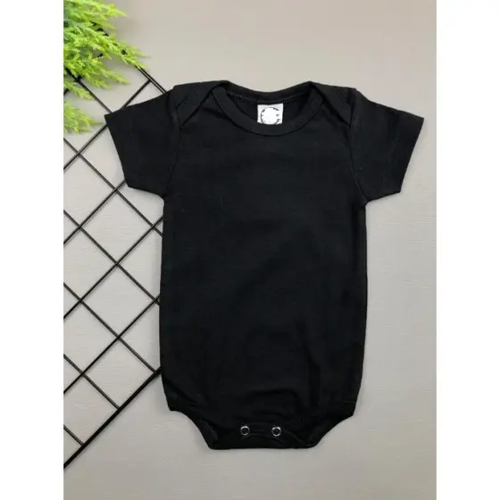 Body Bebê Malha Preto Manga Curta ideal para seu Bebê