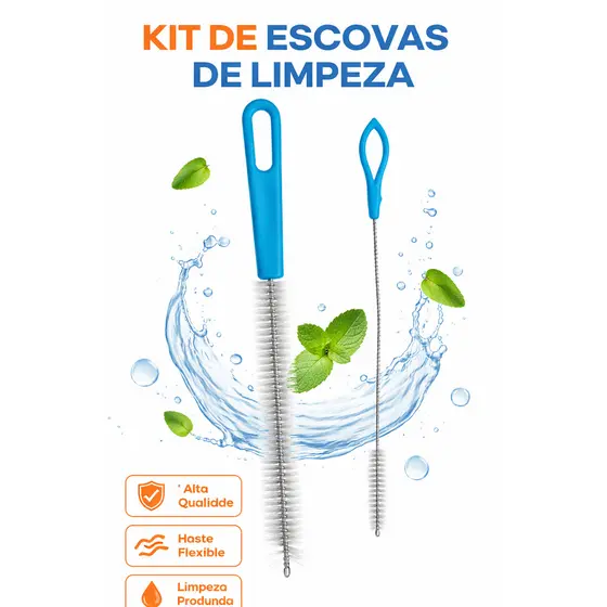 Kit com 2 Escovas Higiênicas Para Limpeza de Canudos  22CM - TOP2228