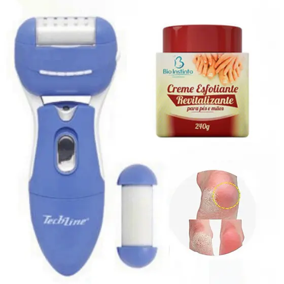 Esfoliador Eletrônico Portátil Pés Calosidades + Esfoliante