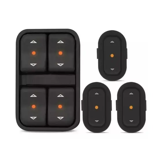 Kit Botão Vidro Elétrico Astra Celta Corsa Meriva Zafira LED AMBAR / AZUL 4 portas Completo