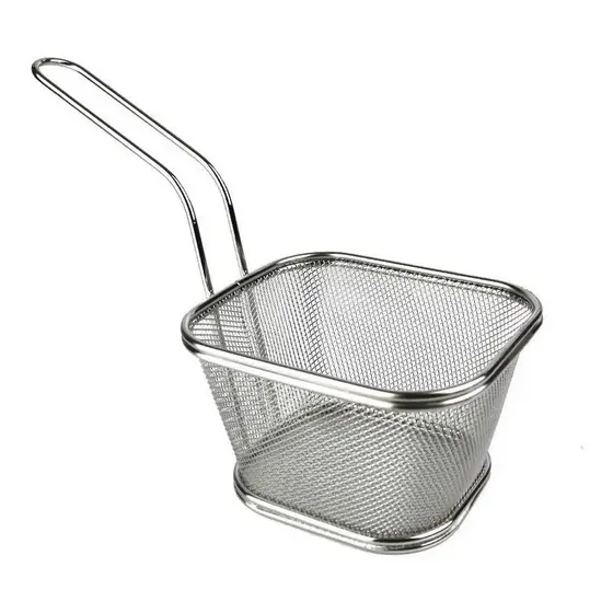 Kit Com 6 Mini Cestinhas Inox Para Batata Frita E Porções Petiscos