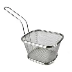 Kit Com 6 Mini Cestinhas Inox Para Batata Frita E Porções Petiscos