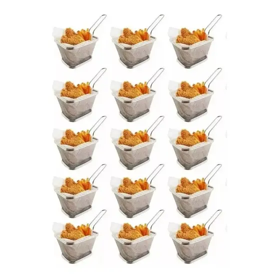 15 Cesta Para Servir Porções Batata Frita Frango Nugget 10,5x9x6cm