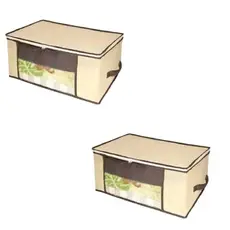 Kit 2 Caixas Organizadoras De Roupa TNT Resistente Com Alça Para Closet Armário 45x45x20cm