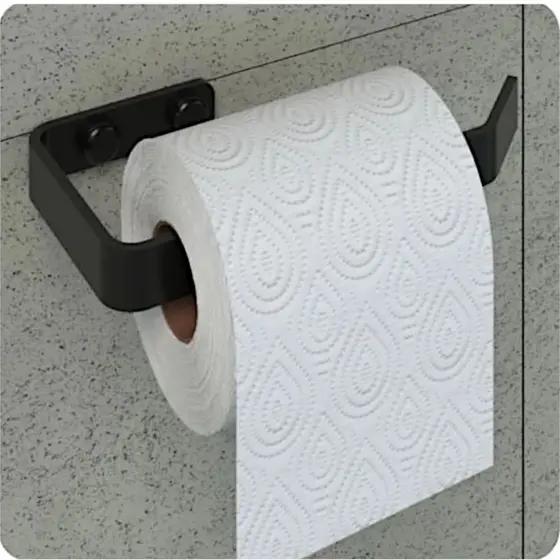 Porta Papel Higiênico De Parede Banheiro Preto Fosco