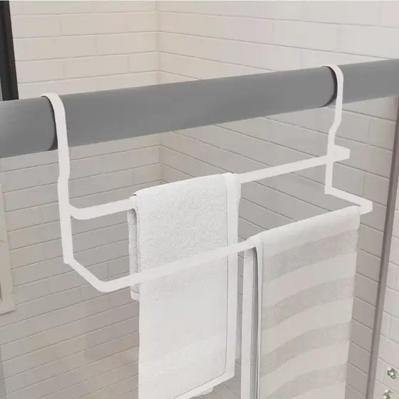 Suporte Toalheiro Duplo Para Box Branco