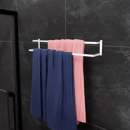 Toalheiro Duplo De Parede Suporte Branco