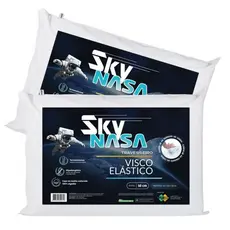 Kit 2 Travesseiros Viscoelástico Basic Sky NASA Anatômico Terapêutico Algodão Antiácaro