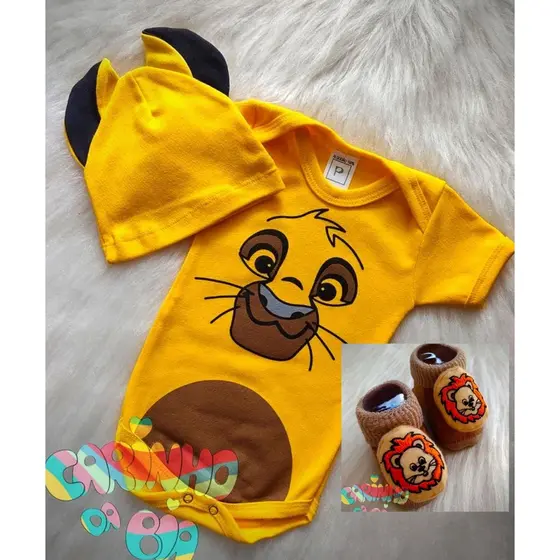 Body mesversário bebê menino Leãozinho Simba