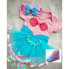 Body mesversário bebê menina Sereia