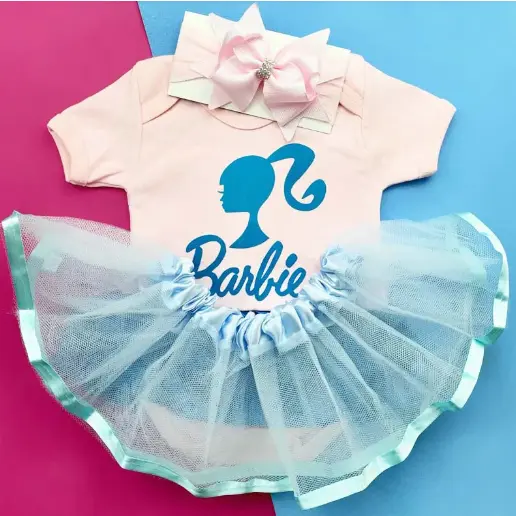Body Temático Mesversário Bebê Menina Boneca Barbie