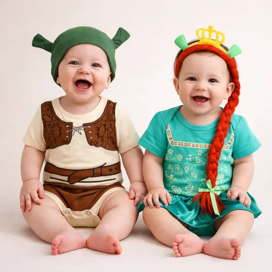 Body Bebê Fiona E Shrek Fantasia Mesversário Temático