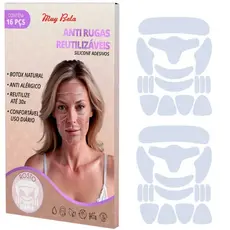Kit com 2 Silicone Adesivo Lavável Rosto 16 peças Muy Bela Anti rugas natural Skin care Reduz Rugas Reutilize até 30x