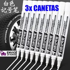 3 Canetas Branca Marcador para pintar pneu - Tira Risco - Carro - Tênis - A Prova D'agua permanente