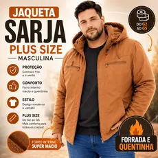 Jaqueta Masculina Sarja Plus Size Peluciada Inverno Blusa De Frio Forrada Grossa Tamanhos Grandes G2 Ao G5 Luxo