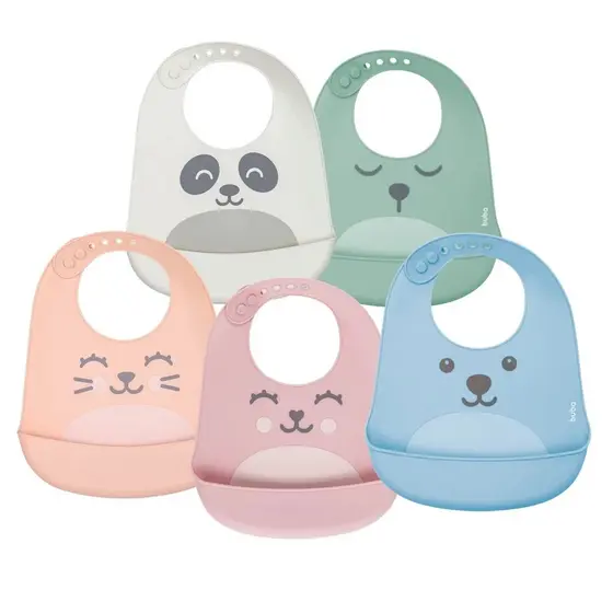 Babador De Silicone Gumy Impermeável Pega Migalha Buba Rosa Azul Verde