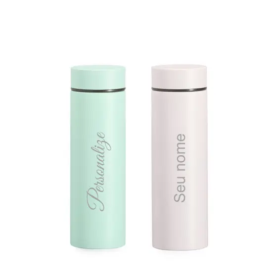 Mini Garrafa Térmica 240 ml personalizada garrafinha ideal para lancheira/bolsa pequena