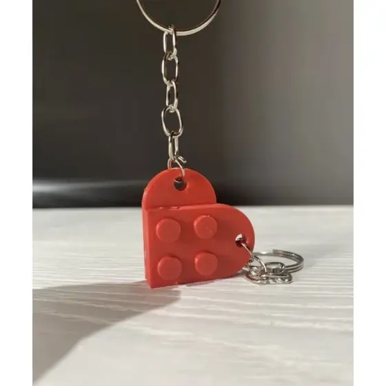 Par Chaveiro Coração Lego Presente Casal Namorados Bloco de Construção