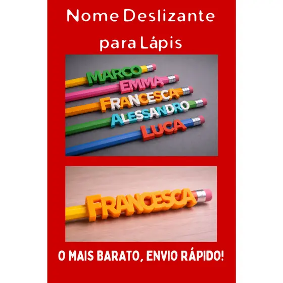[O MAIS BARATO+ENVIO RÁPIDO!]  Nome Deslizante para Lápis - 3D