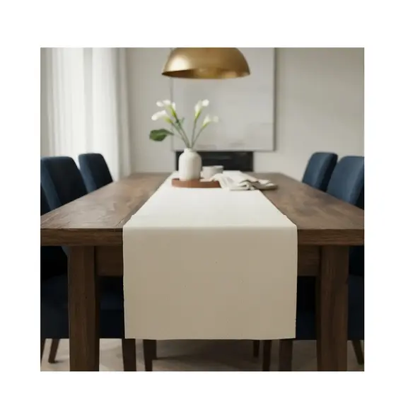 Caminho De Mesa Trilho Algodão Sarja Cru 45cm X 1,60m