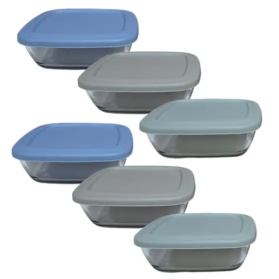 Jogo 6 Potes De Vidro Nadir Sempre Marinex Travessa 730ml