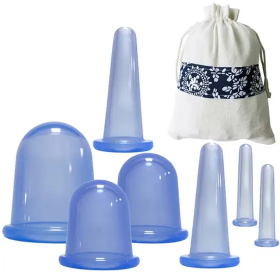 Kit 7 Ventosa Cup Massagem Vácuo Celulite, Gordura, Flacidez