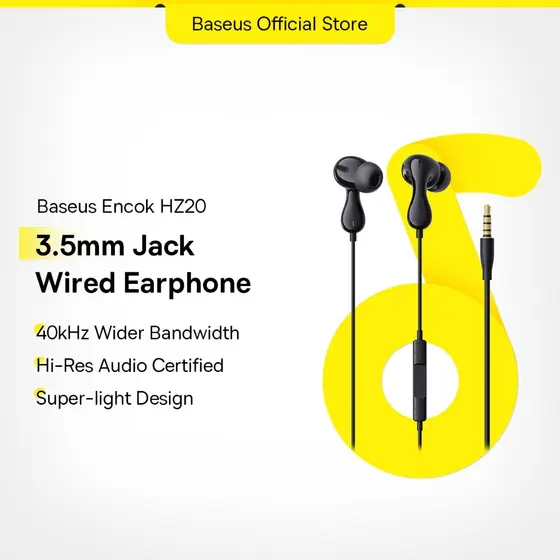 Baseus Encok CZ20/HZ20 Fone De Ouvido Intra-Auricular Com Fio Hi-Res Tipo C/3.5mm Jack Microfone