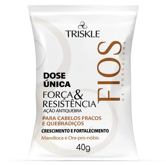Triskle Fios Porcelana Dose Única Força Resistência Cabelos Fracos Quebradiços 40g