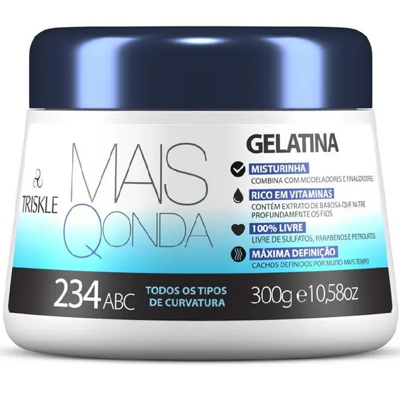 Triskle Mais Q Onda Gelatina Finalizadora Modeladora Definição Brilho 300g 234 ABC