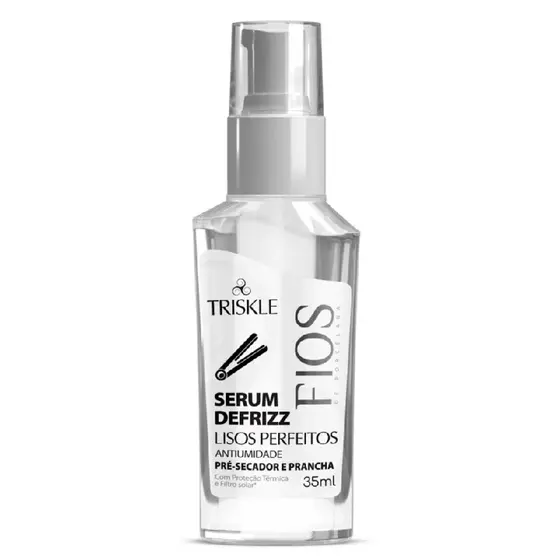 Triskle Fios Porcelana Sérum Defrizz Lisos Perfeitos Proteção Térmica Antiumidade Maciez Brilho 35ml