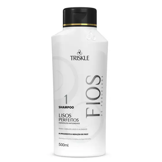 Triskle Fios Porcelana Shampoo Lisos Perfeitos Hidratação Antiumidade Antifrizz 500ml