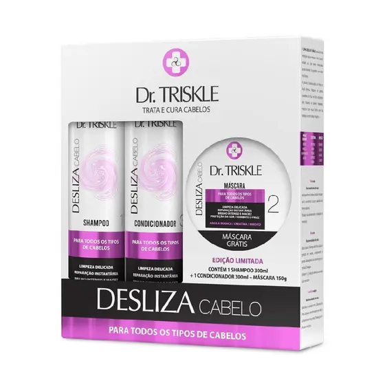 Kit Dr. Triskle Desliza Cabelo Shampoo 300ml Condicionador 300ml Máscara Maciez Antifrizz 150g