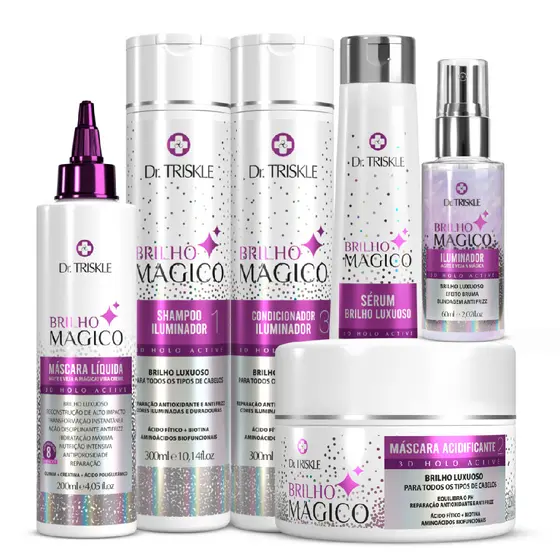Kit Dr. Triskle Brilho Luxuoso Shampoo Condicionador 300ml Máscara 250g Tratamento Completo