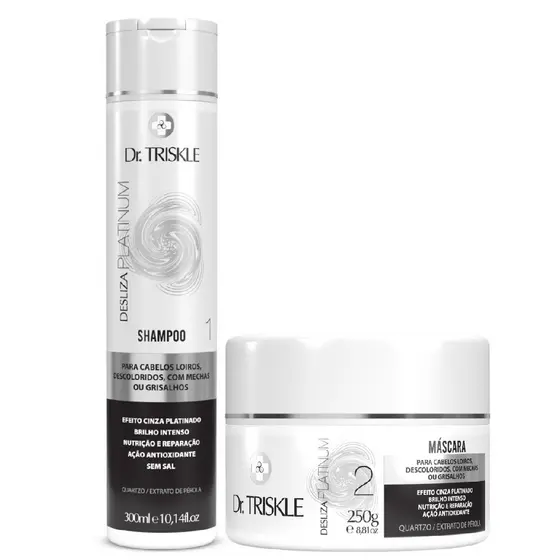 Kit Dr. Triskle Desliza Platinum Shampoo 300ml Máscara Efeito Cinza Platinado 250g