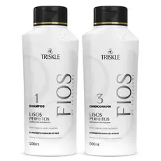 Kit Triskle Lisos Perfeitos Shampoo Sem Sal 500ml Condicionador Antifrizz Leave-In 300ml