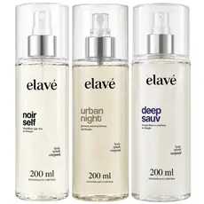 Kit Elavé Body Splash Masculino Urban Night | Noir Self | Deep Sauv 200ml - Inspirado 212 Man | Yslf | Sauvage